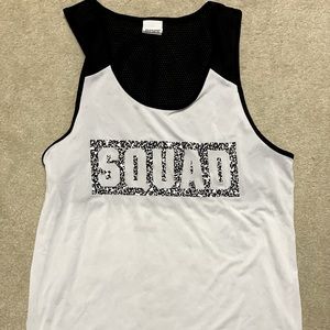 Victoria’s Secret workout shirt. The back is mesh.